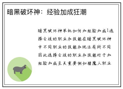 暗黑破坏神：经验加成狂潮